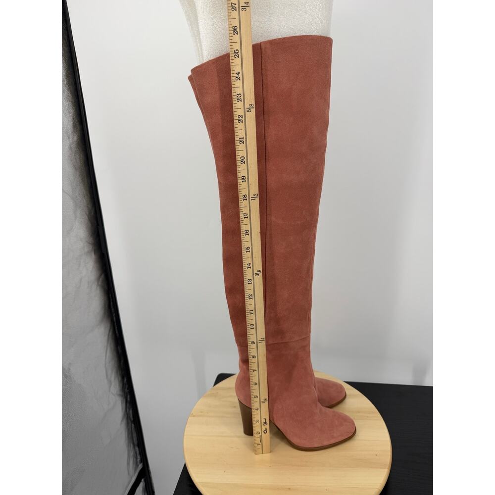 Sezane Anaelle Suede Over the Knee Boots EU 37 US 6 Dusty Pink 70s Romantic Boho - Picture 15 of 16